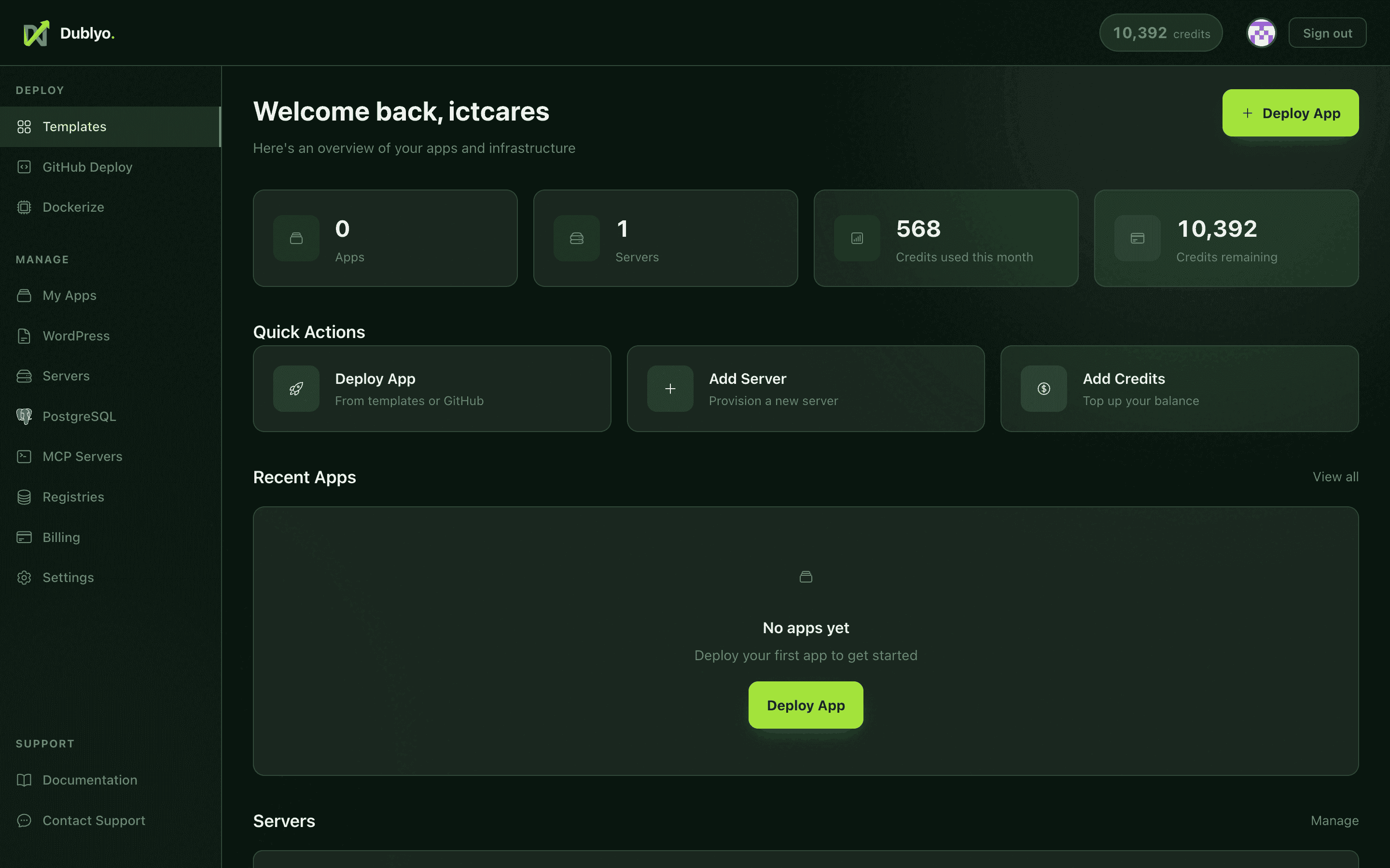 Dublyo dashboard