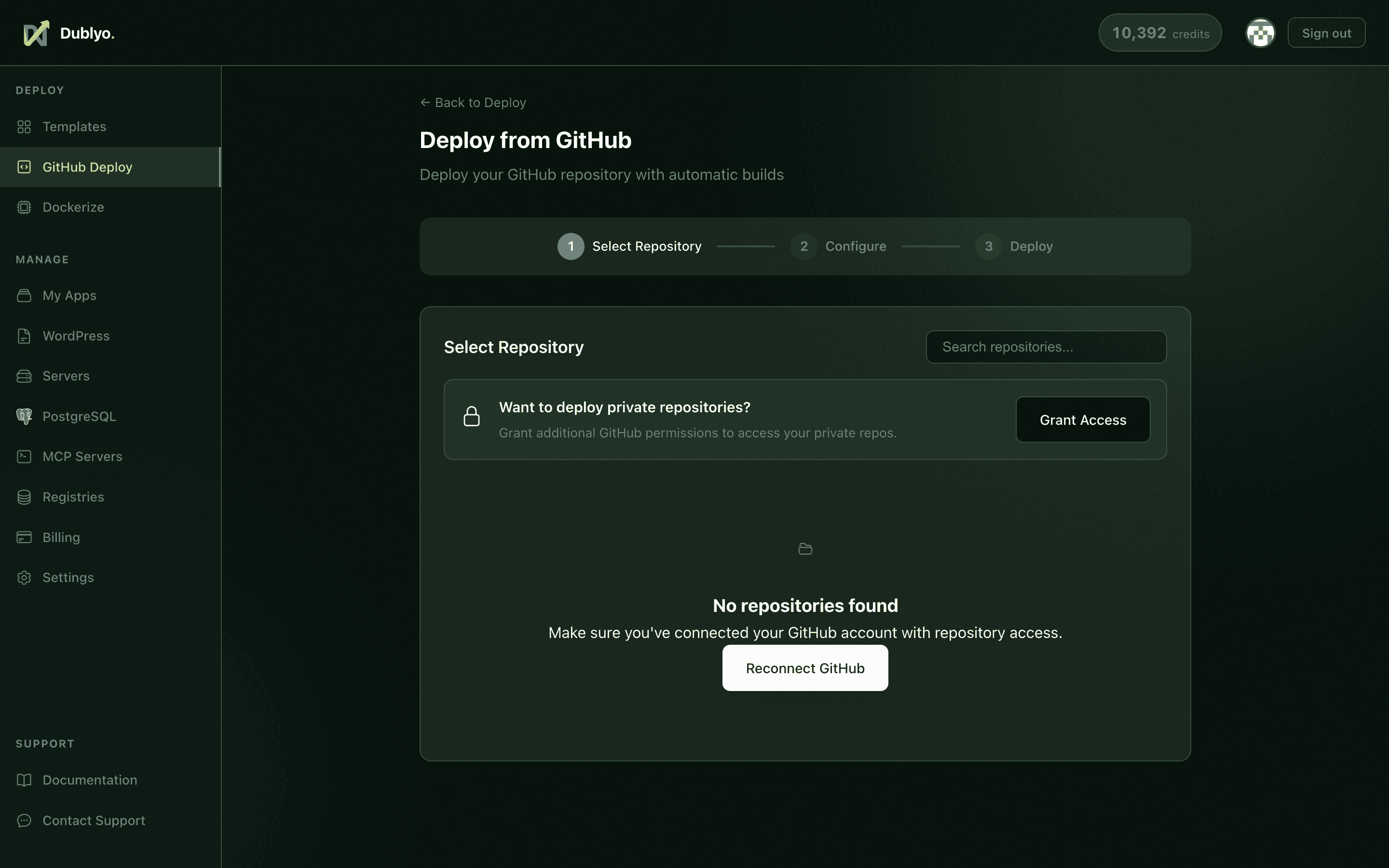 GitHub deploy page